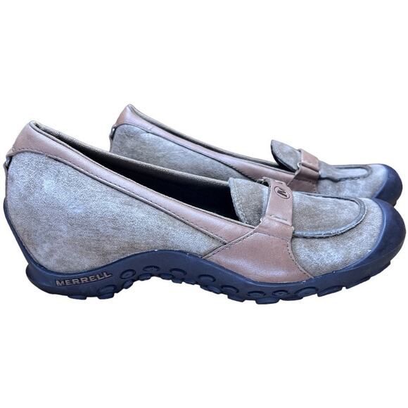 Merrell Plaza Guide 370130 Wedge Heel Loafer Comfort Size 8 Tan Brown Utility - Picture 1 of 10